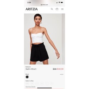 Aritzia salim shorts - black